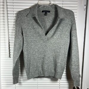 White House Black Market Gray V-Neck Sweater